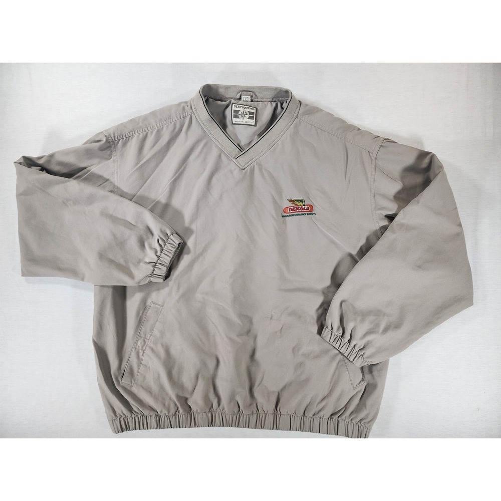 Destinations DEKALB Classic Windshirt Jacket Mens L Embroidered Pullover V-Neck